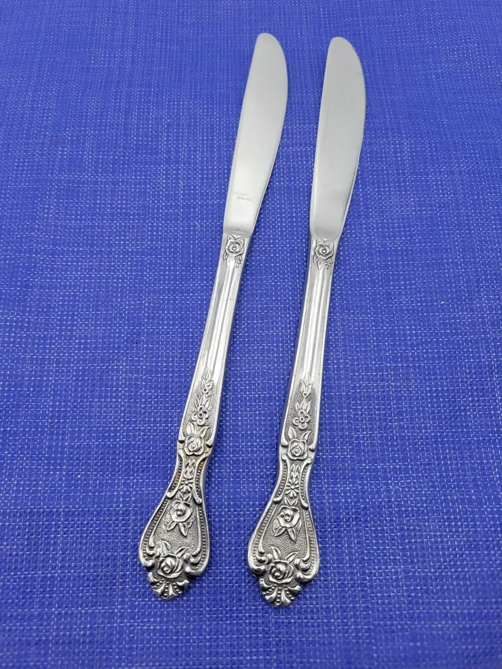 NORMANDY Floral Stainless Silverware Japan Set 2 Dinner Knives 9